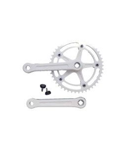 Pedalier Fixie Extra+ Deluxe Mono Plateau 46 Dents 165 Mm Blanc